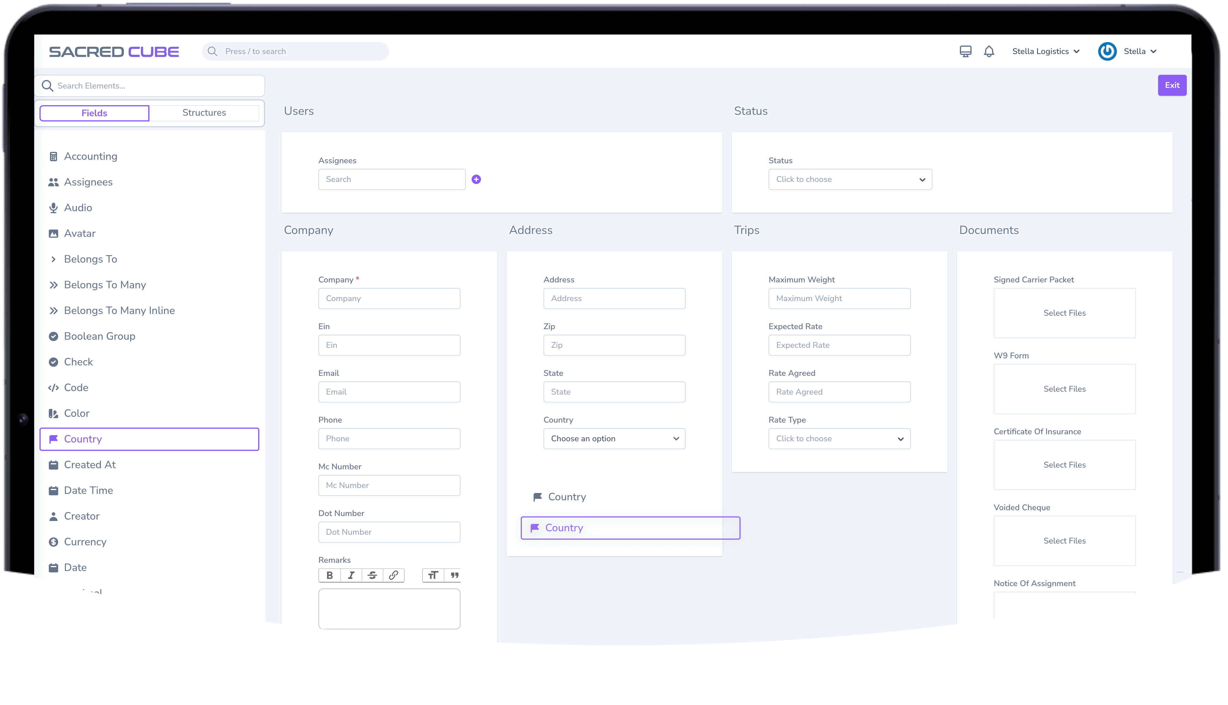 ERP Builder dashboard